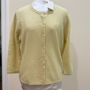 *NWT - GAP 100% Cashmere Women's Light Yellow/Green Cardigan (sz lg)